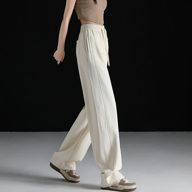 高个子加长窄版香蕉阔腿裤女春季新款裤子超长拖地休闲运动裤卫裤