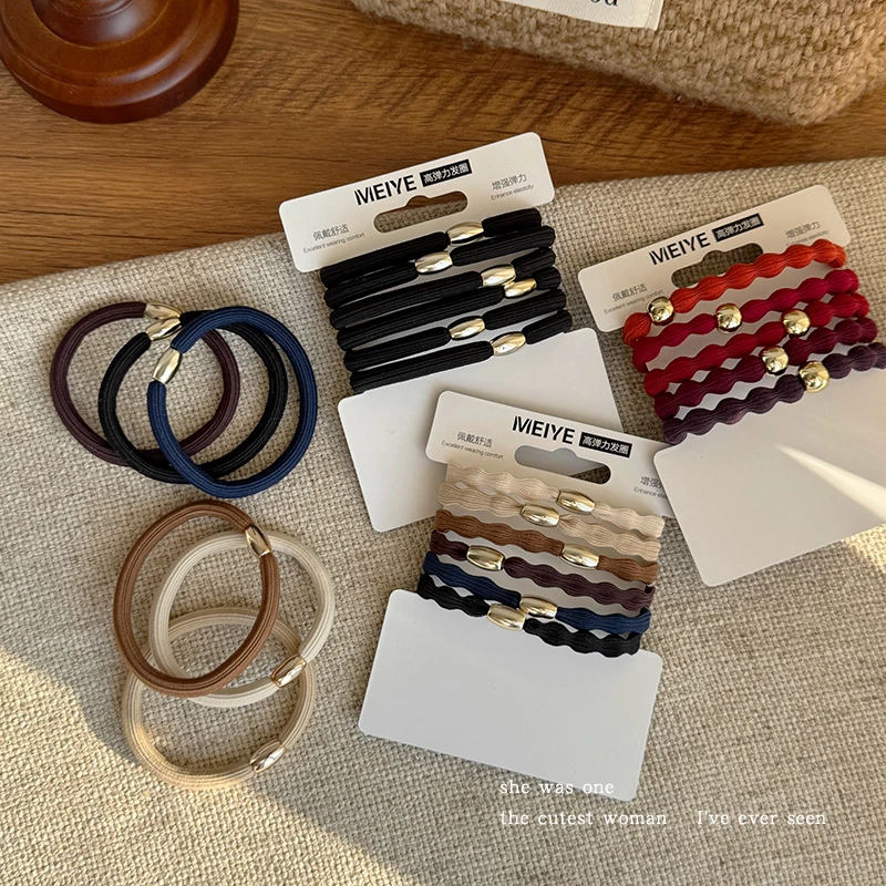 高弹力6个装~橡皮筋2026款不伤发头绳发圈高级感耐用马尾皮套发绳