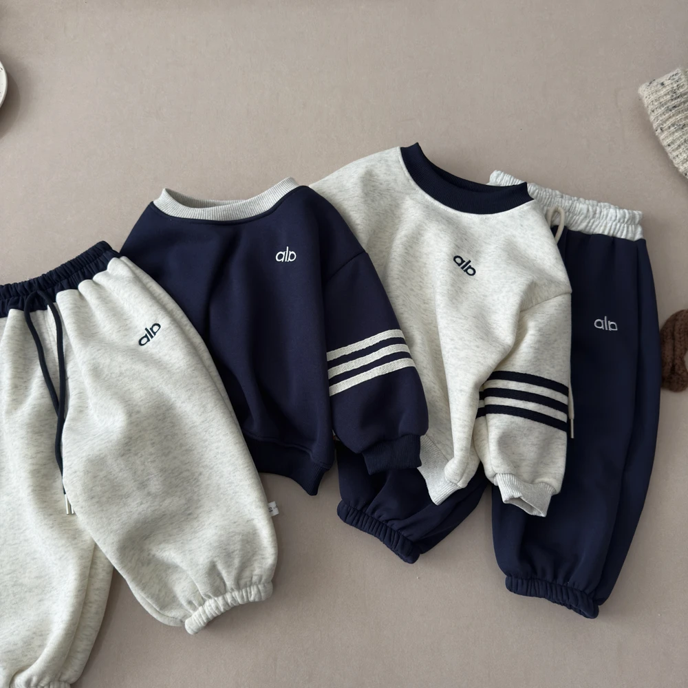 2025秋季卫衣套装新款儿童加绒加厚时尚爆款休闲印花宽松韩版套装