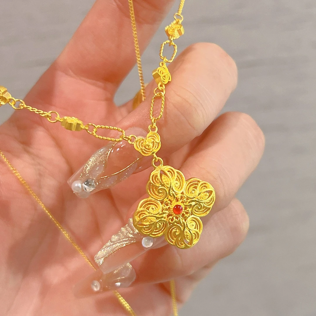 不支持七天无理由【珐琅彩吉兆黄金套链】足金999