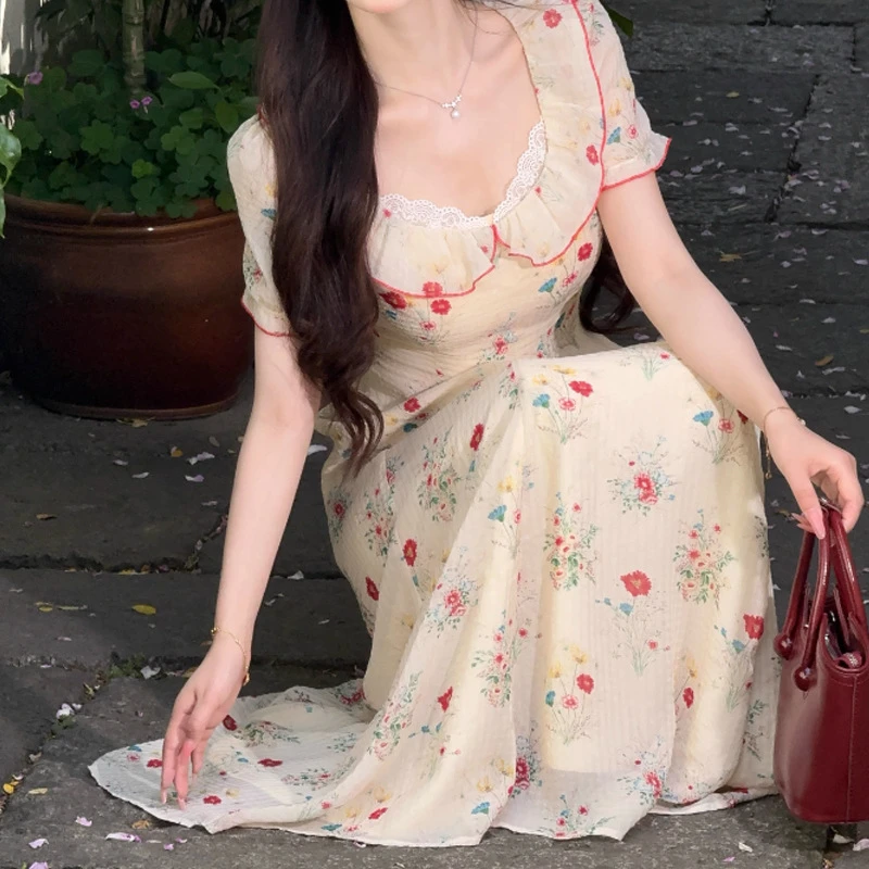 【蔷薇花事】法式茶歇少女风长裙女2025夏季高贵气质高腰连衣裙潮