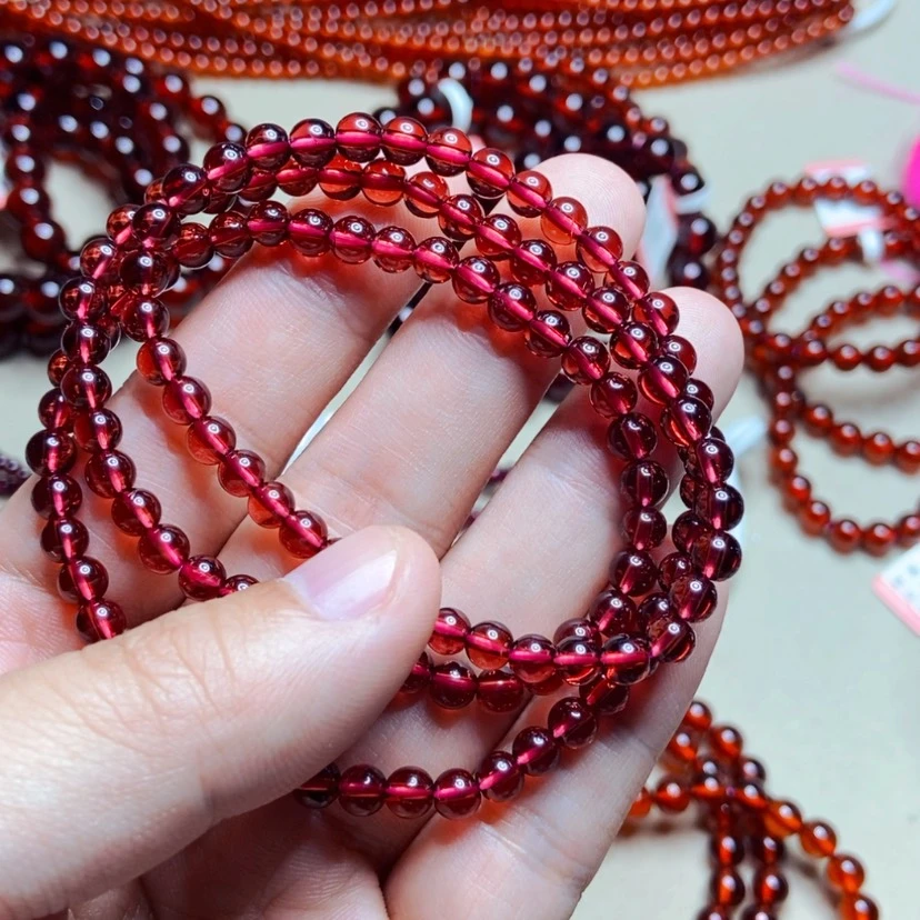 【闪购商品】未镶嵌手链石榴石5毫米粉香槟