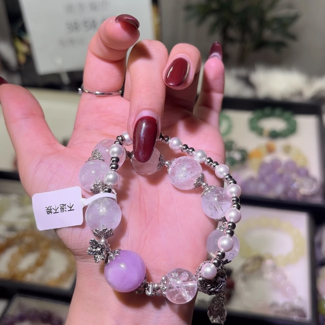 银S925镶嵌手链烟晶