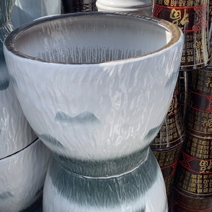 低腰树纹白山水特大号口48/40