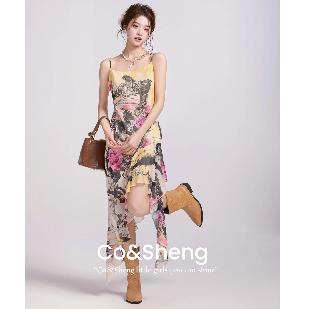 树影茶会/重生小个子春夏吊带设计连衣裙欧若风洋气衣服女裙子
