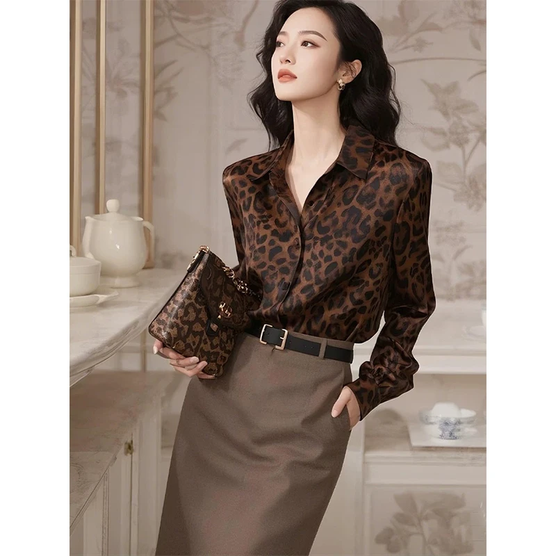 2025春季法式高端精致气质女神范高级感超好看豹纹衬衫连衣裙套装