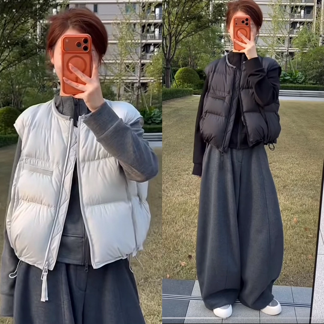 2025秋冬爆款白鸭绒时尚马甲女装韩系流行超好看无袖马夹短外套