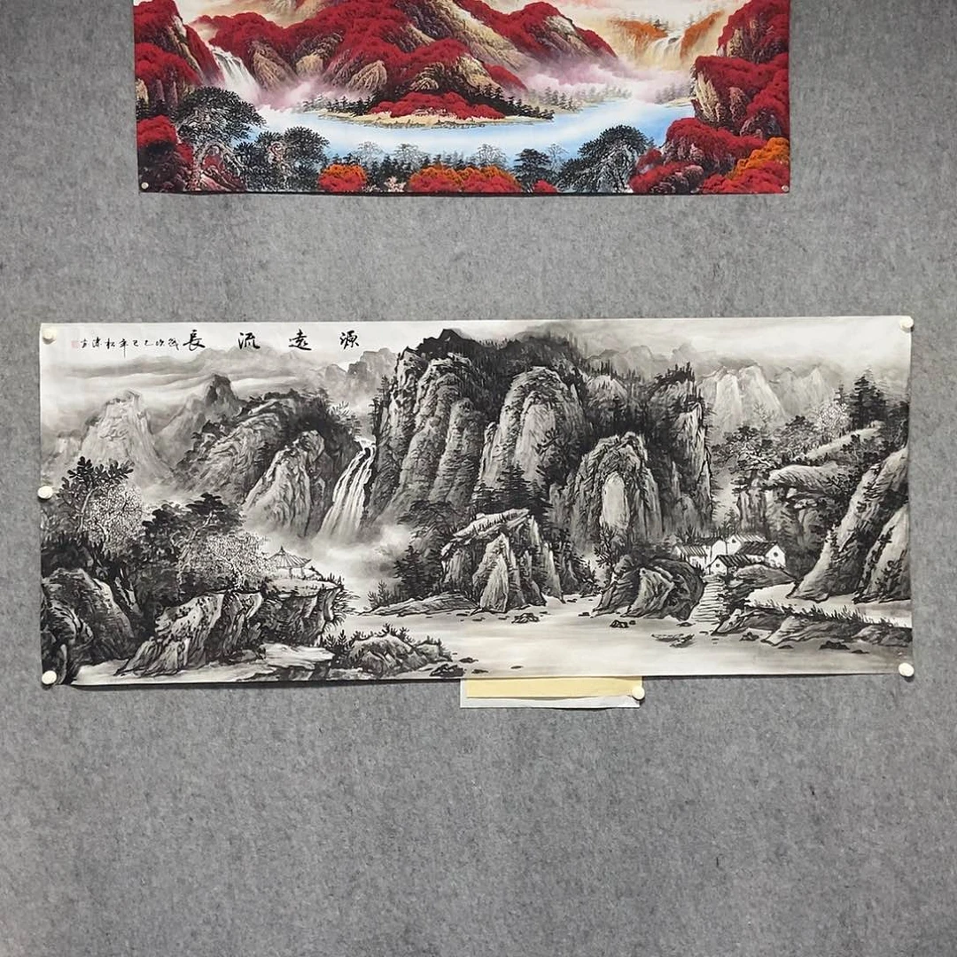 五***哥国画小八尺山水一幅