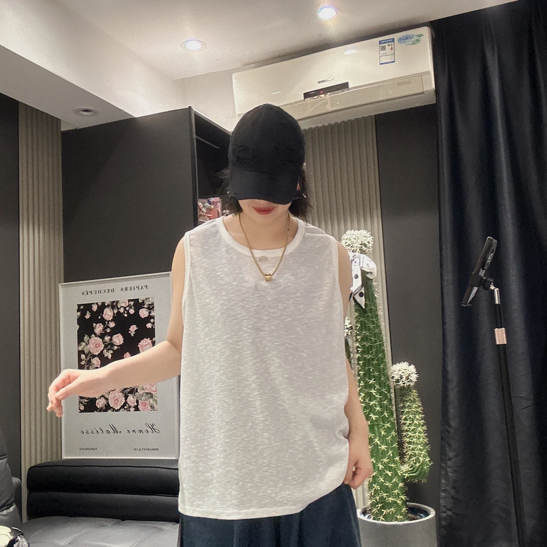 双双纯色背心女爆款新款春夏圆领宽松无袖打底衫薄款外穿休闲t恤