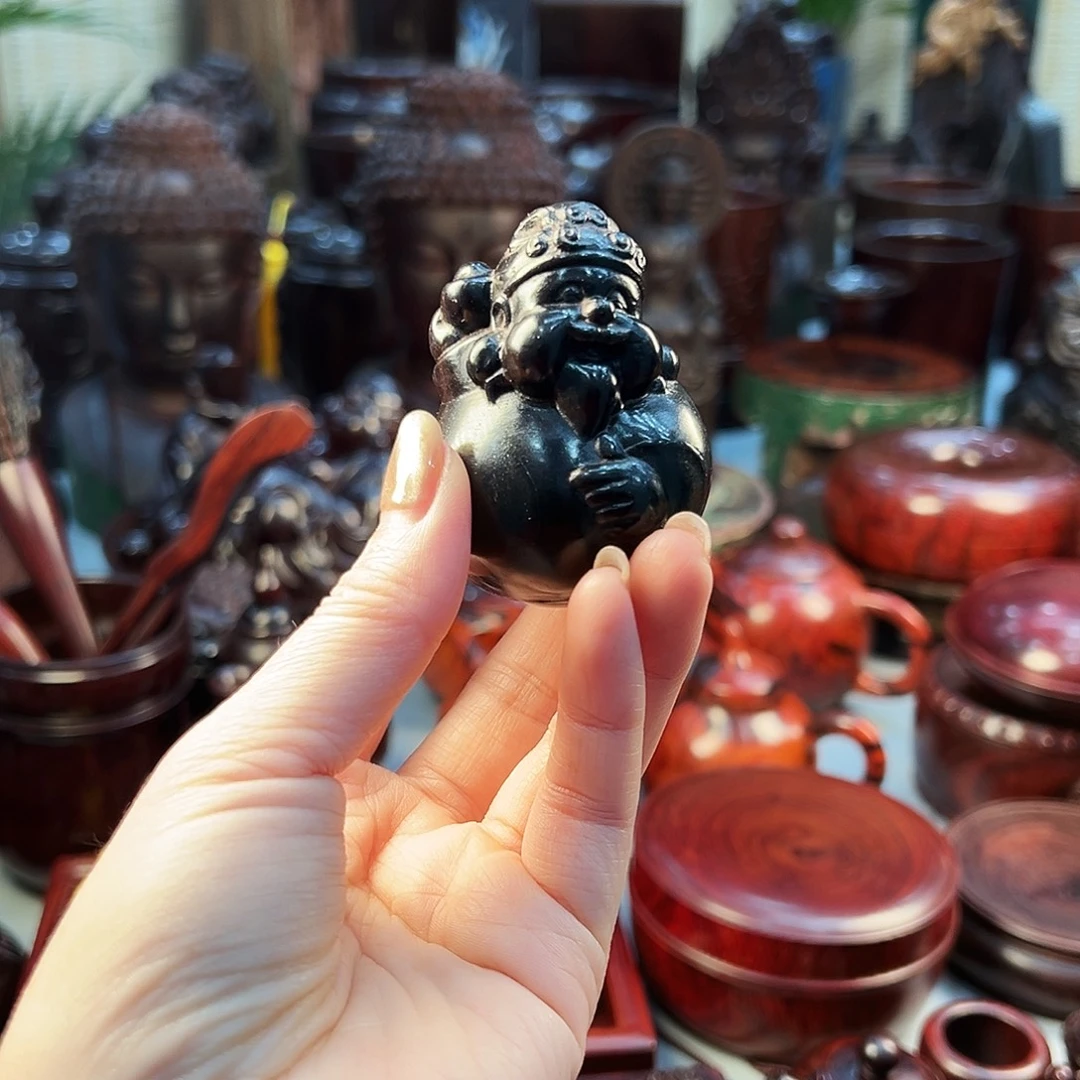 紫光檀紫光檀财神手把件