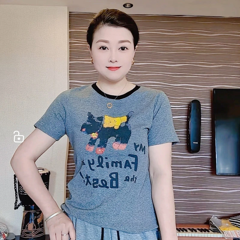 显瘦短袖印花学院风纯色圆领T恤修身百搭夏装夏季半袖休闲