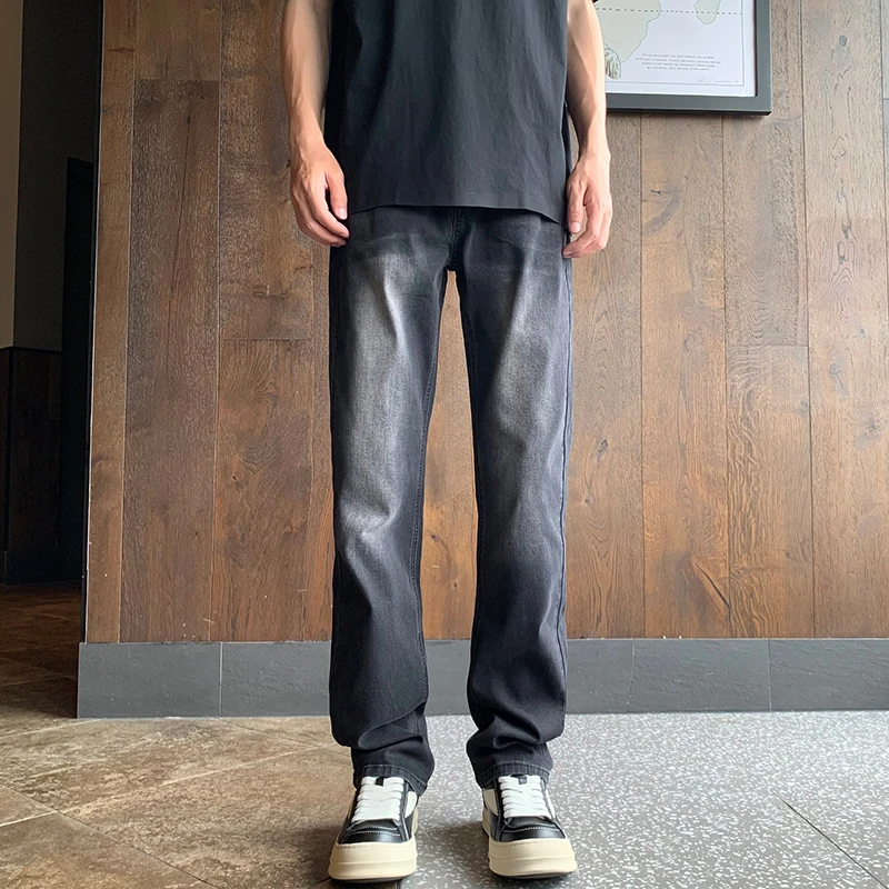 水洗黑色直筒牛仔裤百搭美式复古高街cleanfit微宽松休闲长裤子潮