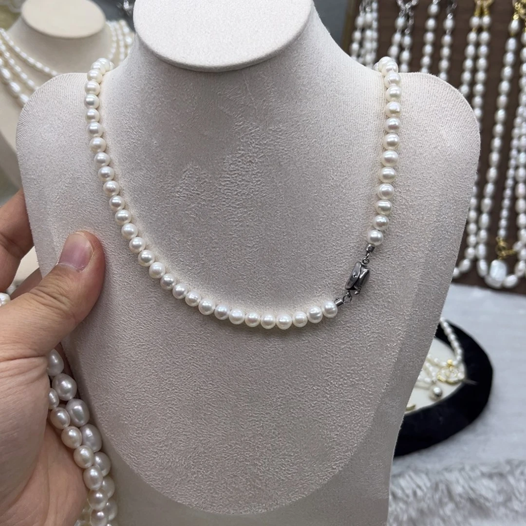 项链未镶嵌淡水珍珠近圆5-6