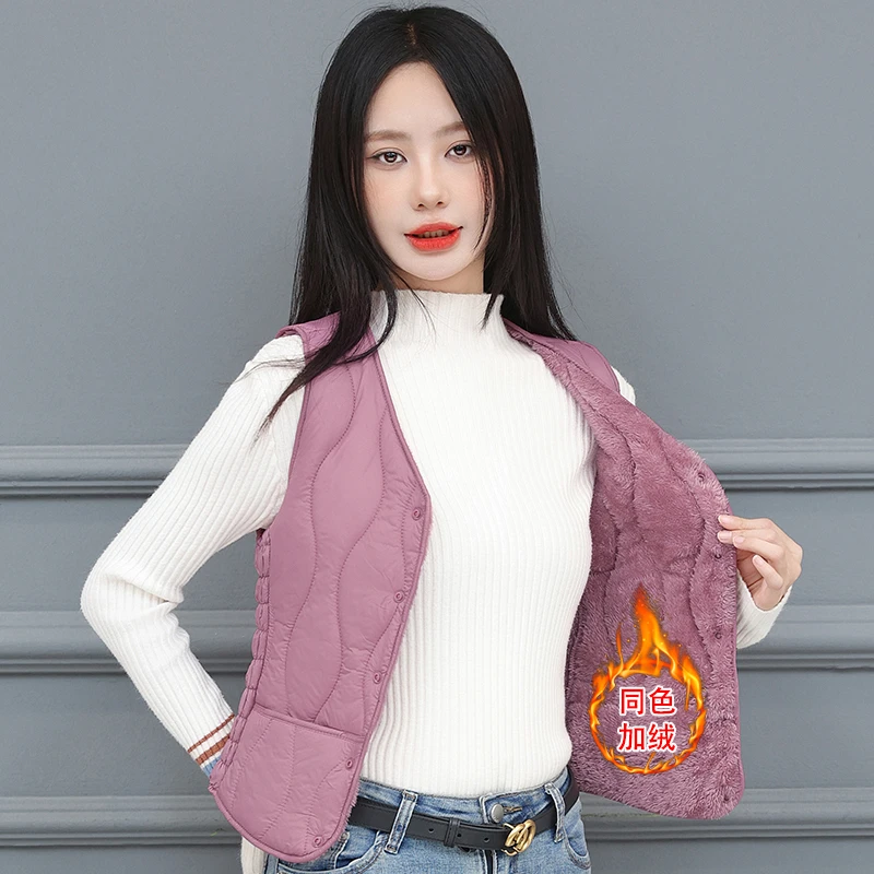 2025秋冬新款女士棉马甲加绒加厚大码马夹中老年内穿外穿棉服背心