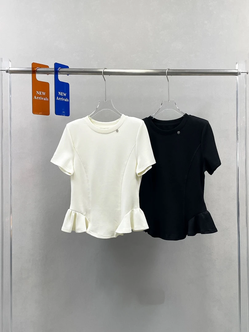 荷叶边不规则T恤夏季显瘦百搭