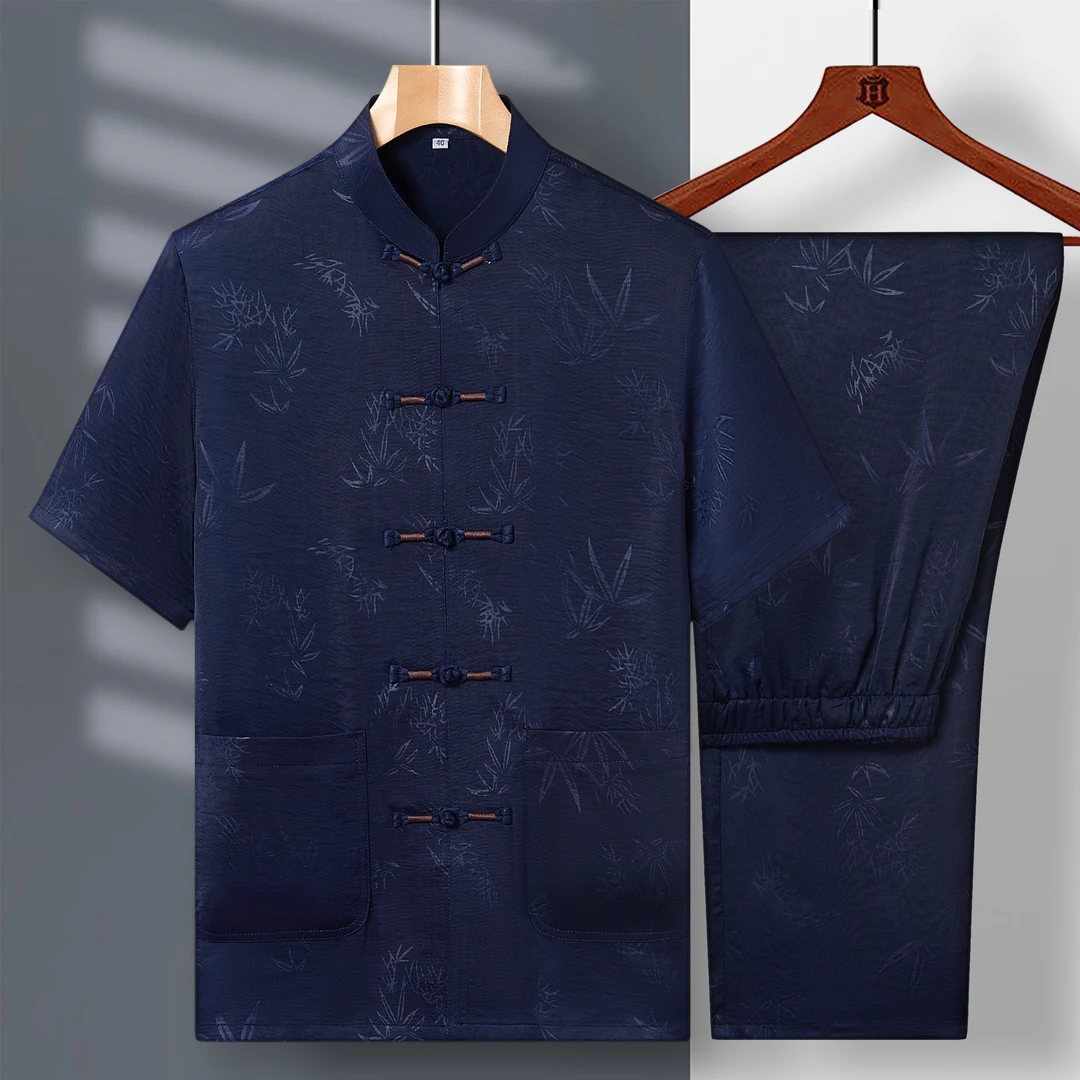 高档男士老年唐装中国风男装潮流爸爸装国风服饰中老年男士唐装