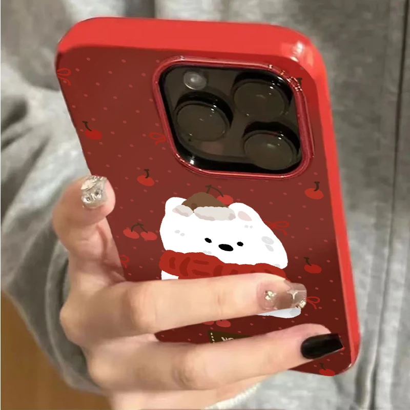 奥菲顿樱桃围巾西高地适用iPhone16/15pro果冻14手机壳13苹果12套