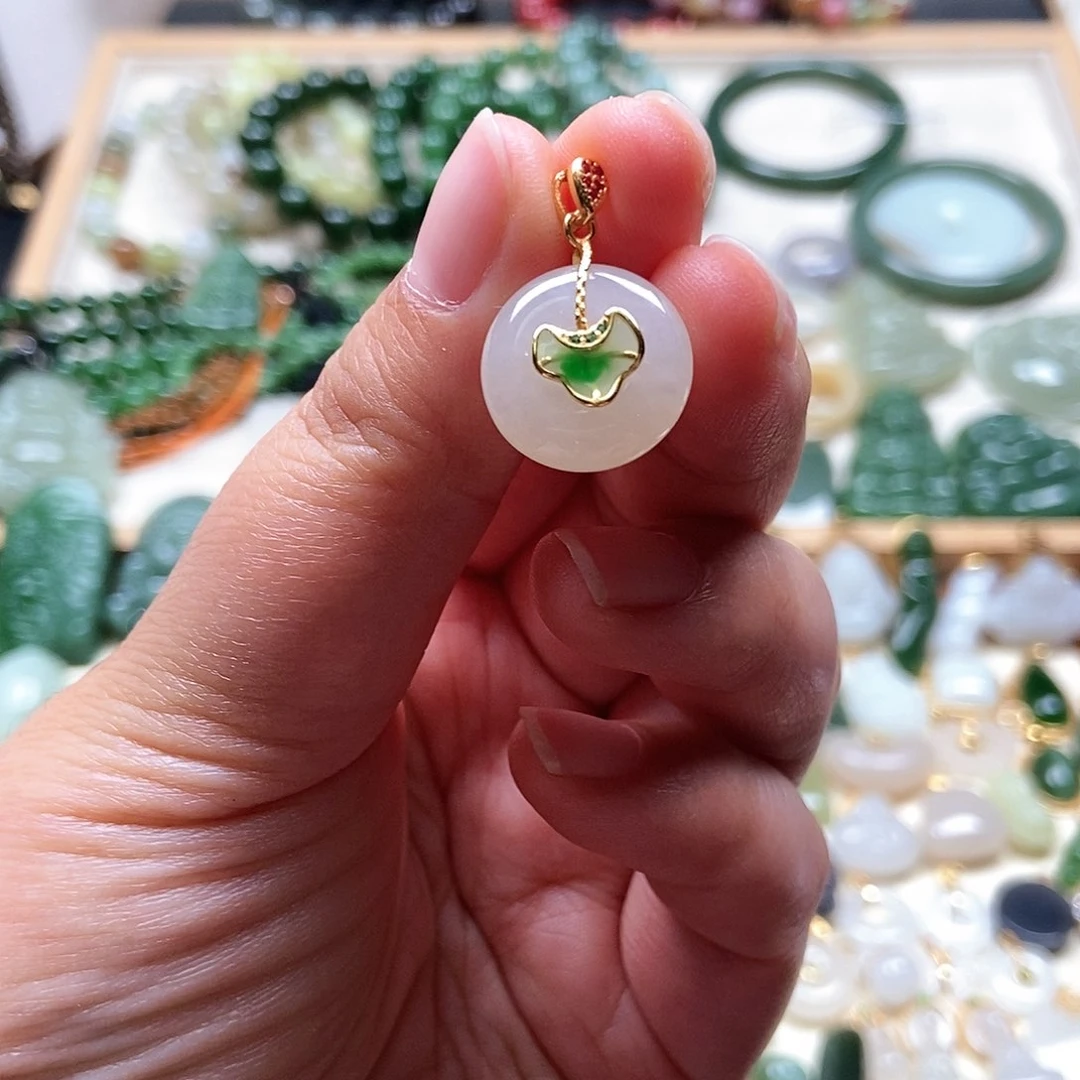 和田玉银S925镶嵌吊坠(不含链)