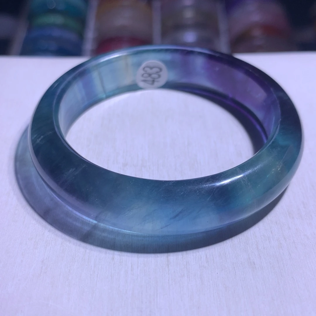 手镯银S925镶嵌水晶萤石54.2圈483