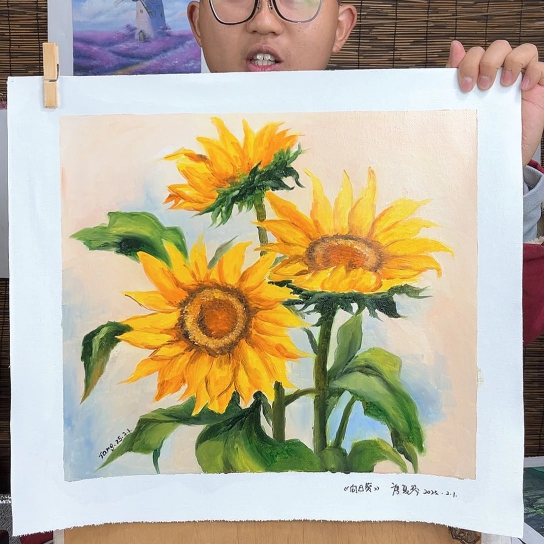 油画稳****^行路人小院绘画作品竞拍成功了