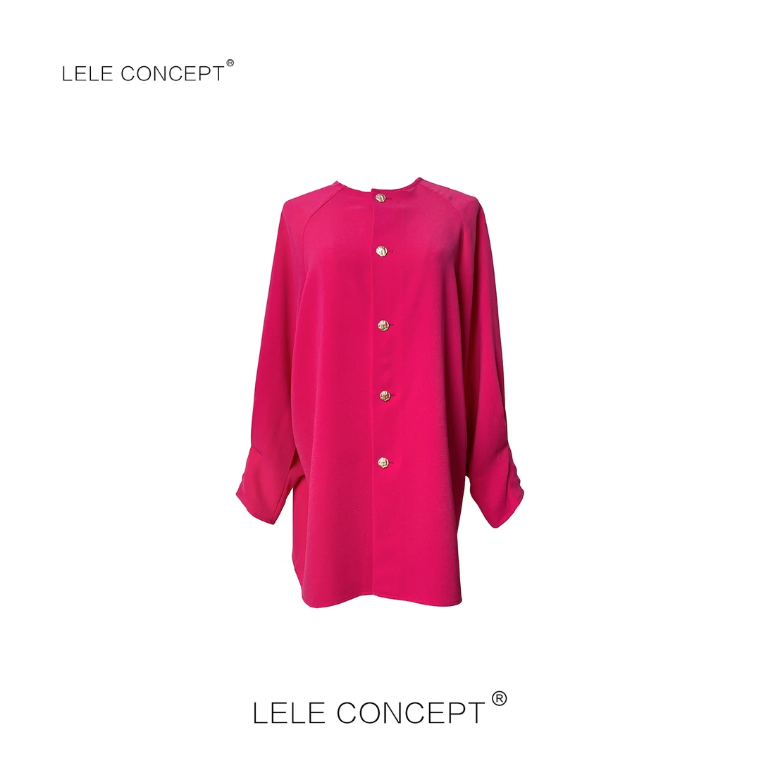 LELE CONCEPT丨「夭夭」都市气质优雅款圆领多扣上衣S0967
