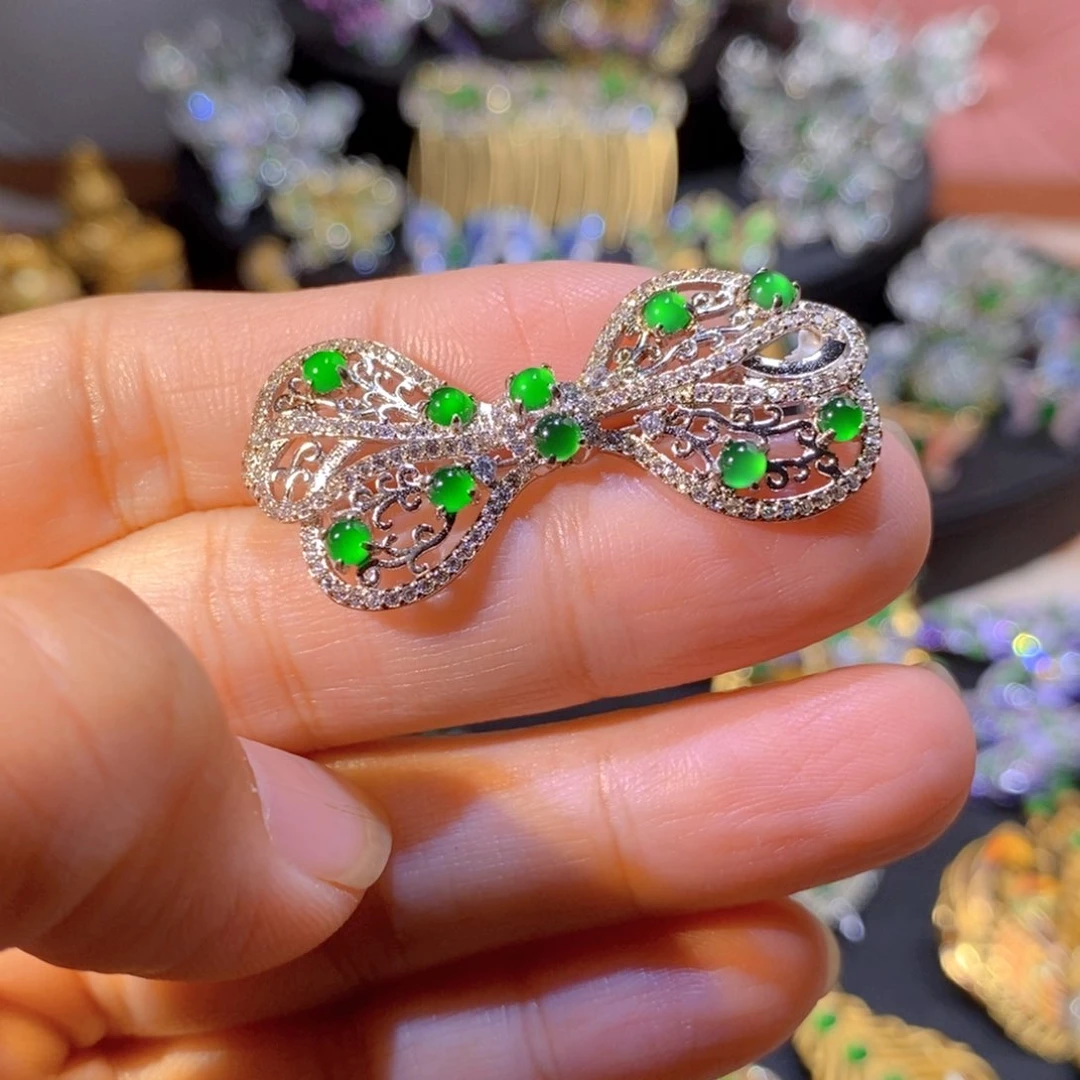 吊坠(不含链)银S925镶嵌翡翠