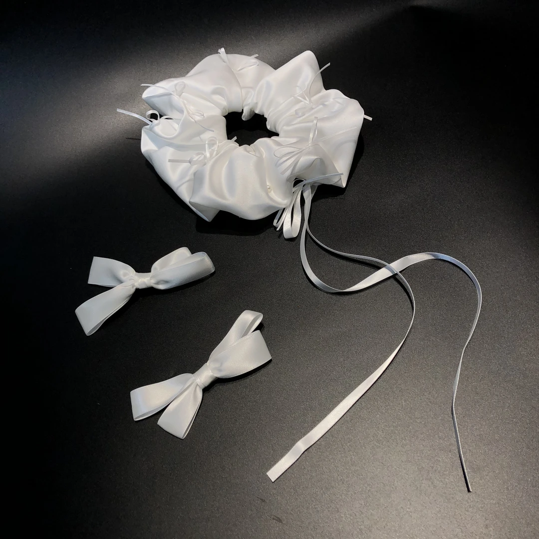 婚庆饰品婚纱礼服简约气质大肠发圈超大锻面发饰甜美少女新娘饰品