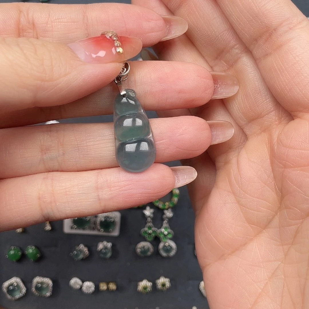 翡翠银S925镶嵌耳饰0000