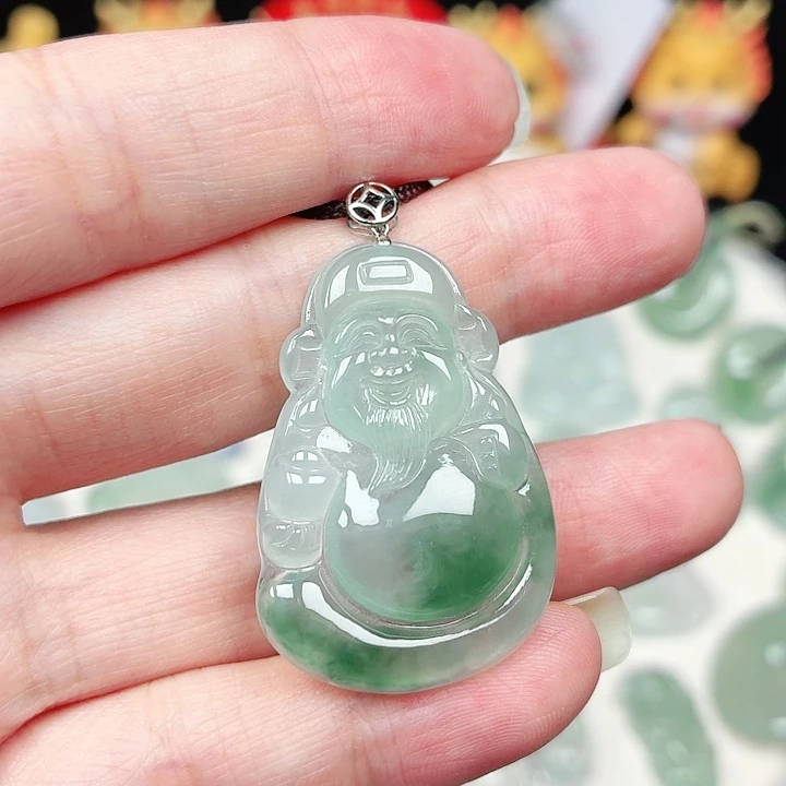 颈饰18K金镶嵌翡翠缅甸天然A货翡翠