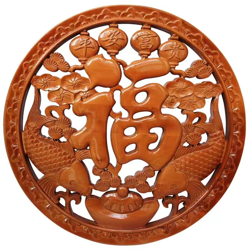 香樟木平安富贵福挂件带流苏 尺寸28*28*2cm