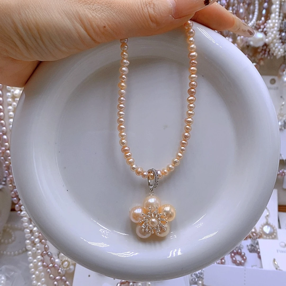 银S925镶嵌耳饰淡水珍珠