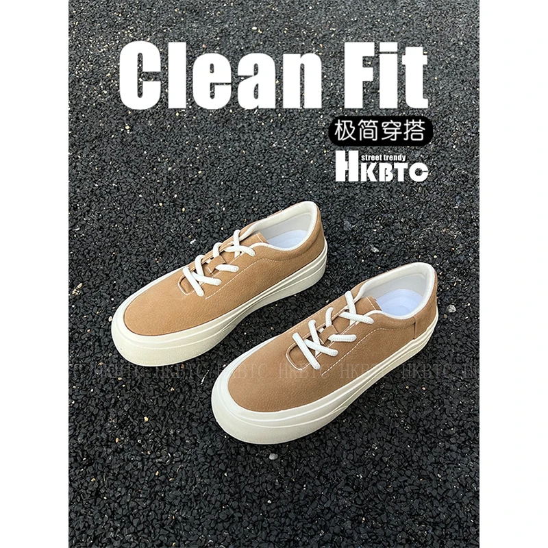 HKBTCNormcore秋季新款极简穿搭厚底增高板鞋男 休闲百搭帆布鞋潮