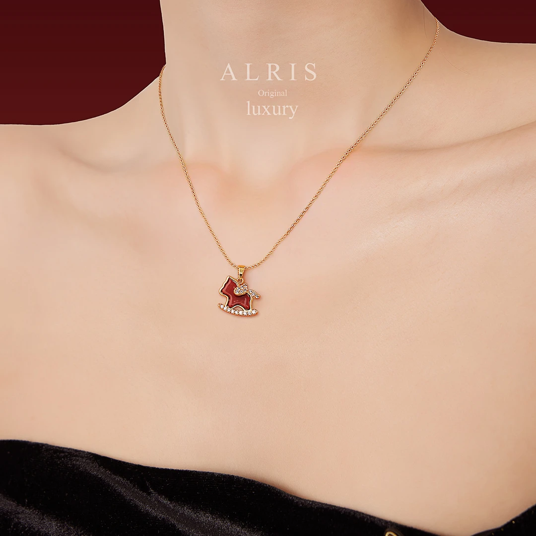 X1222【马跃金来】新款精致小飞马项链中国风新中式秋冬百搭吊坠