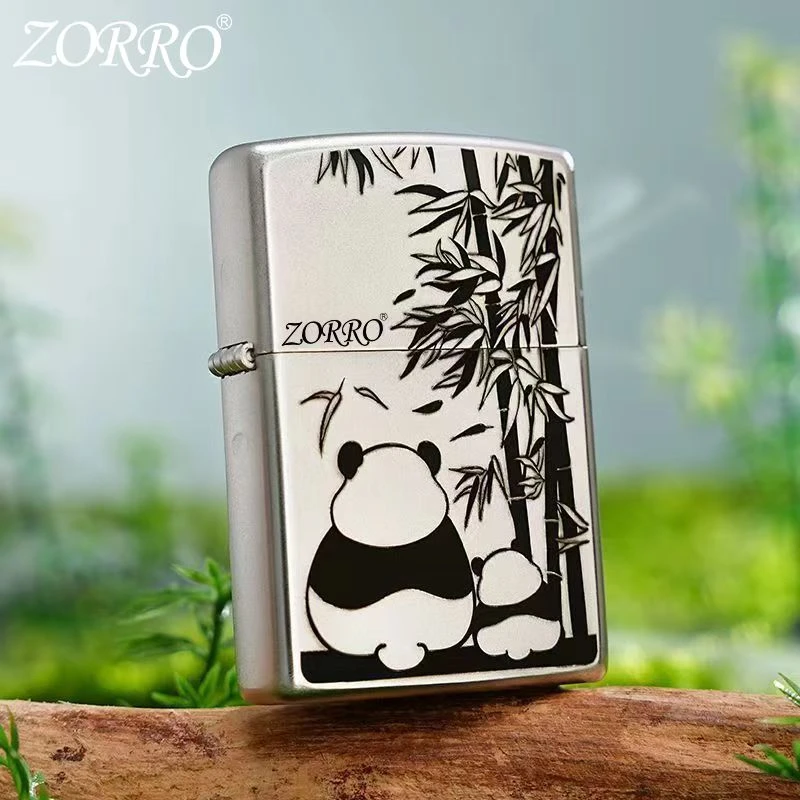 正品ZORRO佐罗煤油打火机熊猫图案家里顶梁柱送礼物优选防风火机S