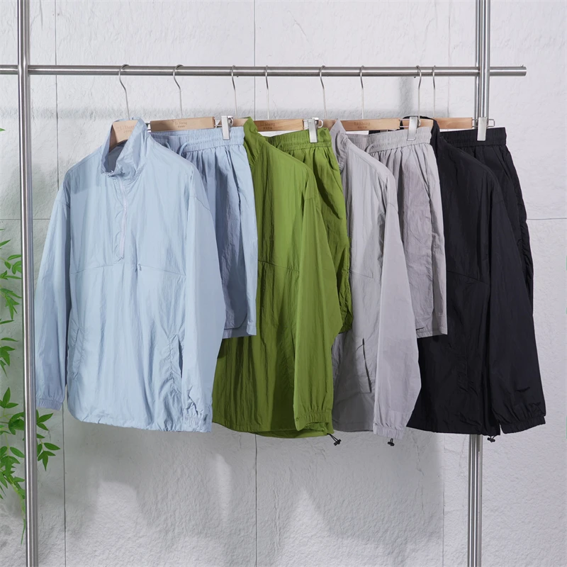 男士轻薄防晒运动休闲短裤套装男款户外百搭速干立领两件套ZJ211