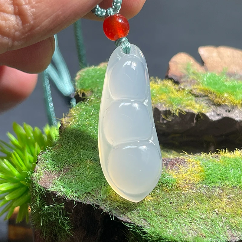 玛瑙玉髓福豆吊坠玉石四季豆项坠女