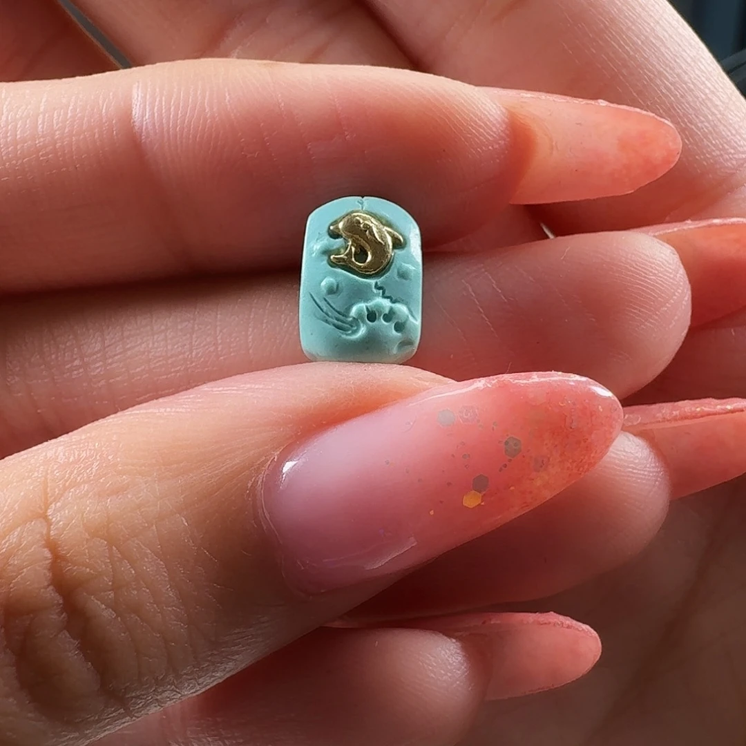 绿松石未镶嵌吊坠(不含链)金海豚