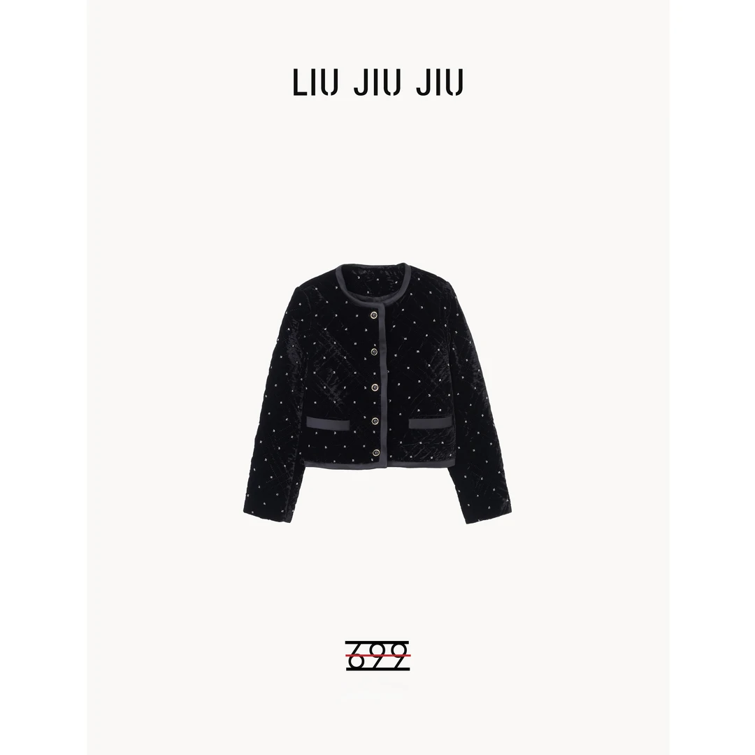LIUJIUJIU 法式小香风高级感时髦满天星气质夹棉短款外套WT3054L