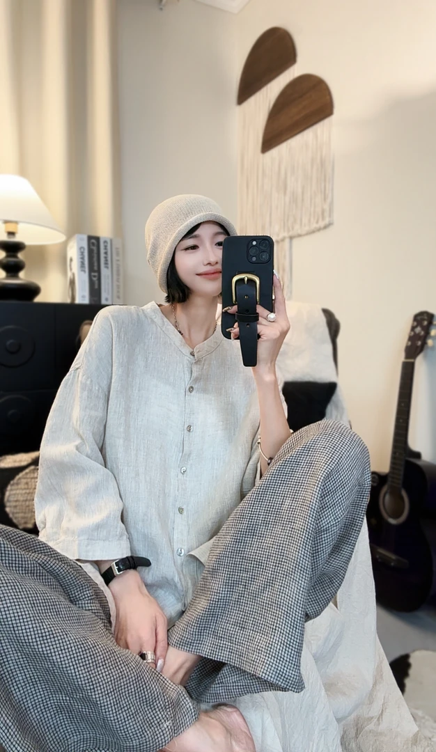 【见素】文艺汉麻夏季女长袖衬衣小衫