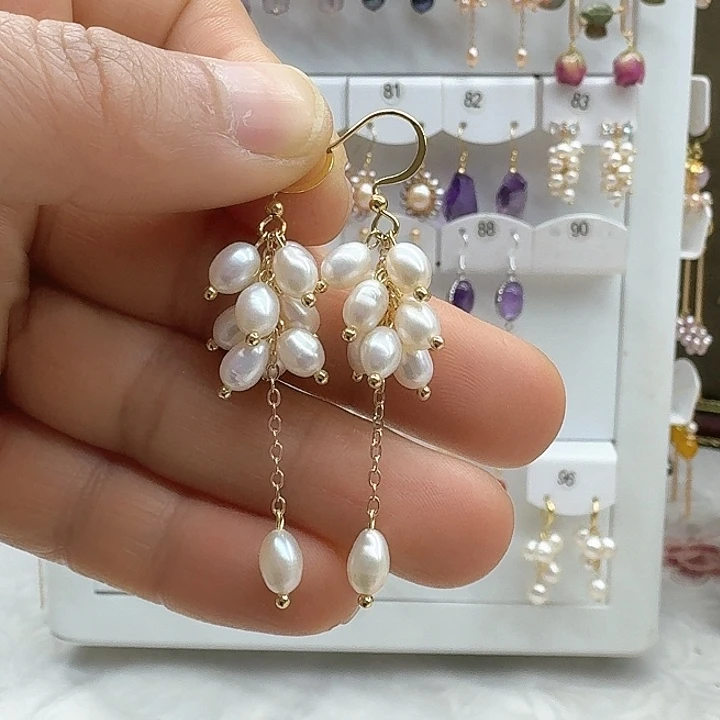 淡水珍珠耳饰银S925镶嵌