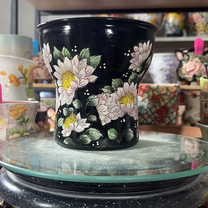 满38包邮 景德镇手绘花盆