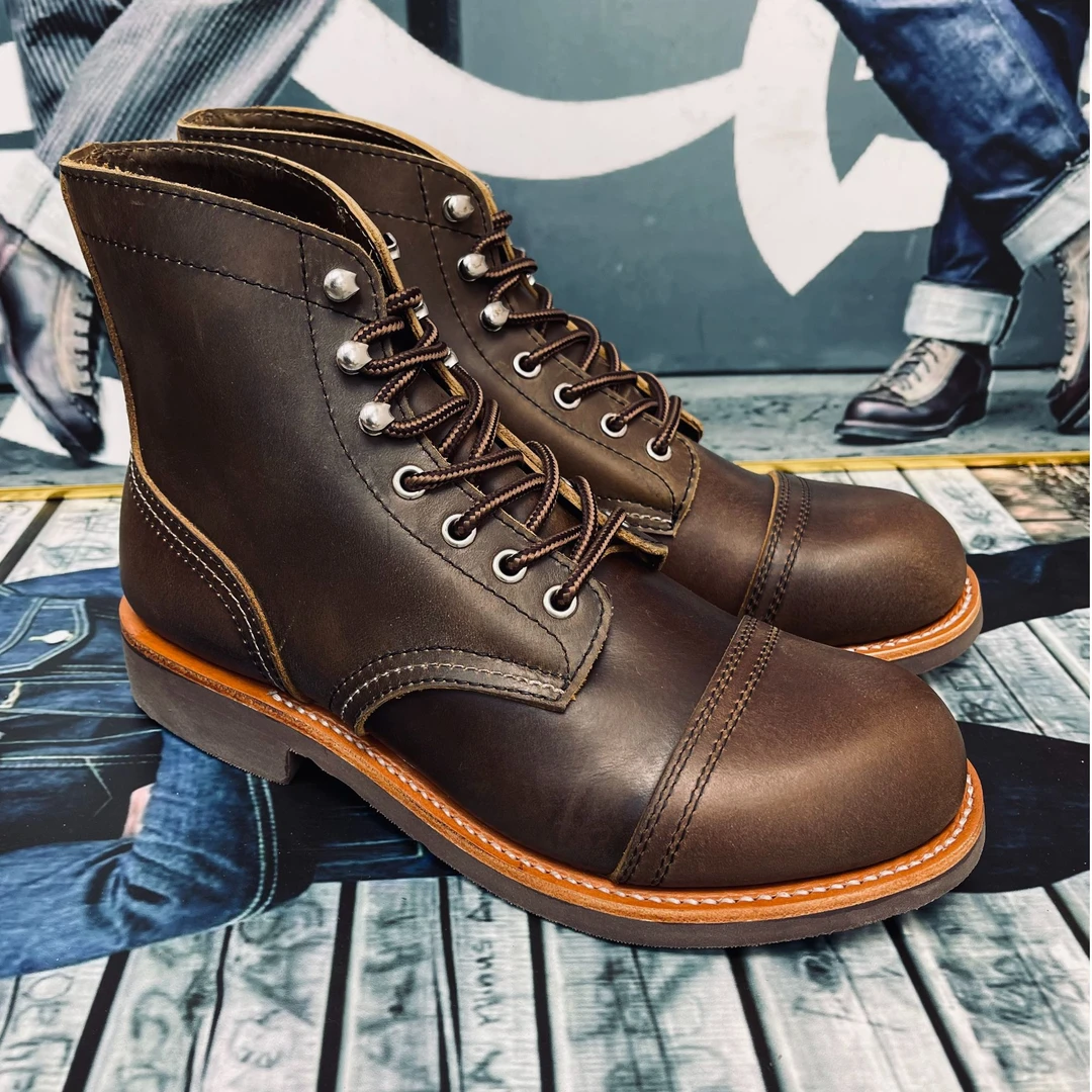 油蜡牛皮8111 中高帮  阿美卡机欧美 伐木工机车复古版本