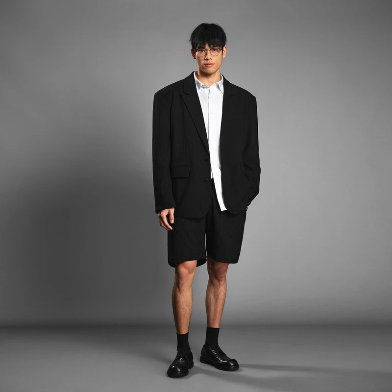 BODYDREAM男款西服春季休闲简约舒适外套宽松时尚黑色商务西装