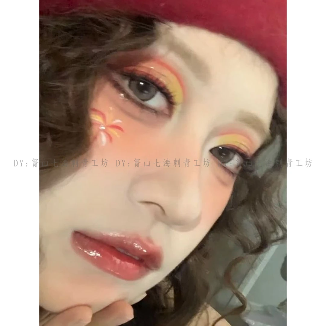 圣诞氛围感烟花脸贴妆容可水洗ins唯美纯欲辣妹拍照写真纹身贴纸