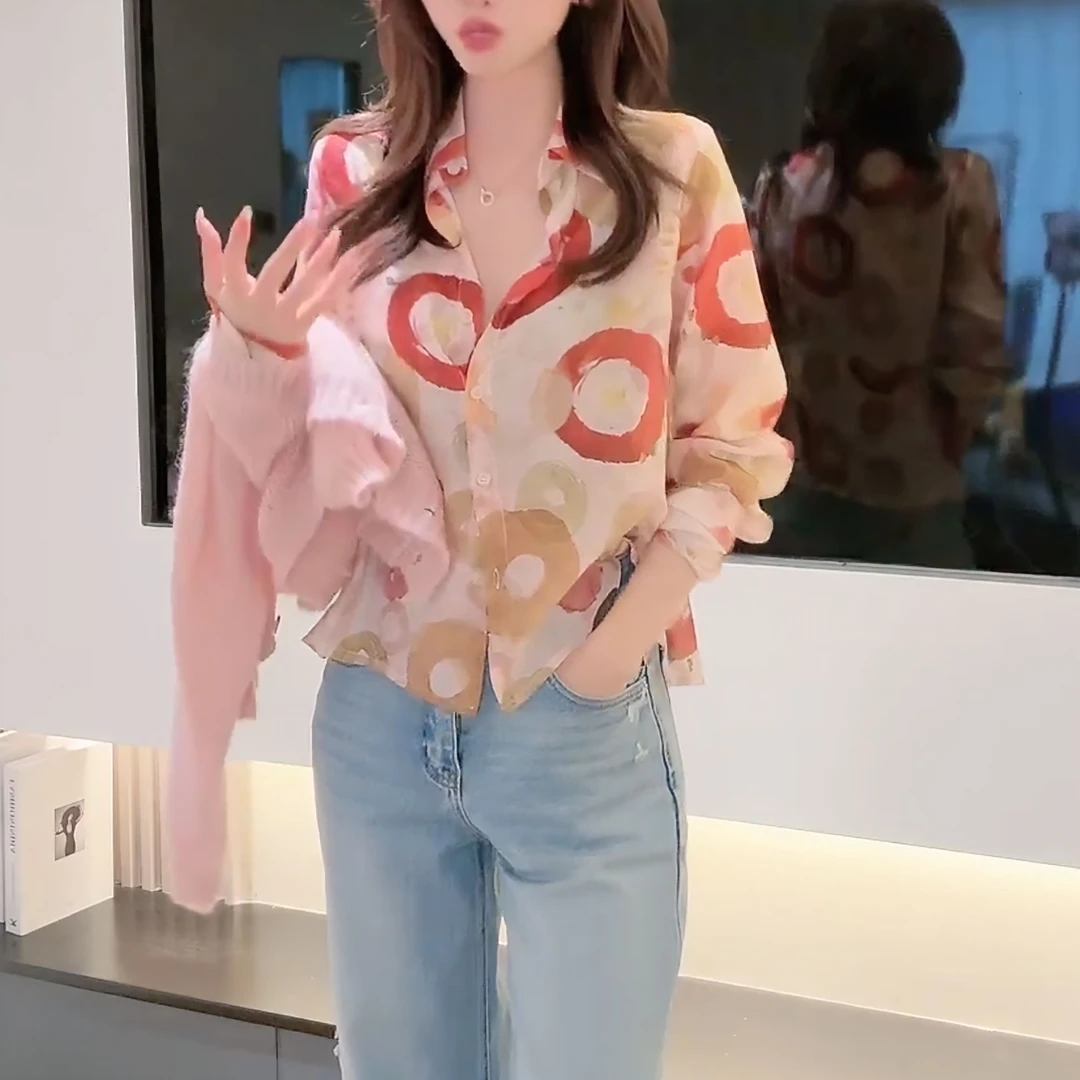 2025港风气质设计感拼色小衫女人味显白显瘦长袖衬衫女LK2501609