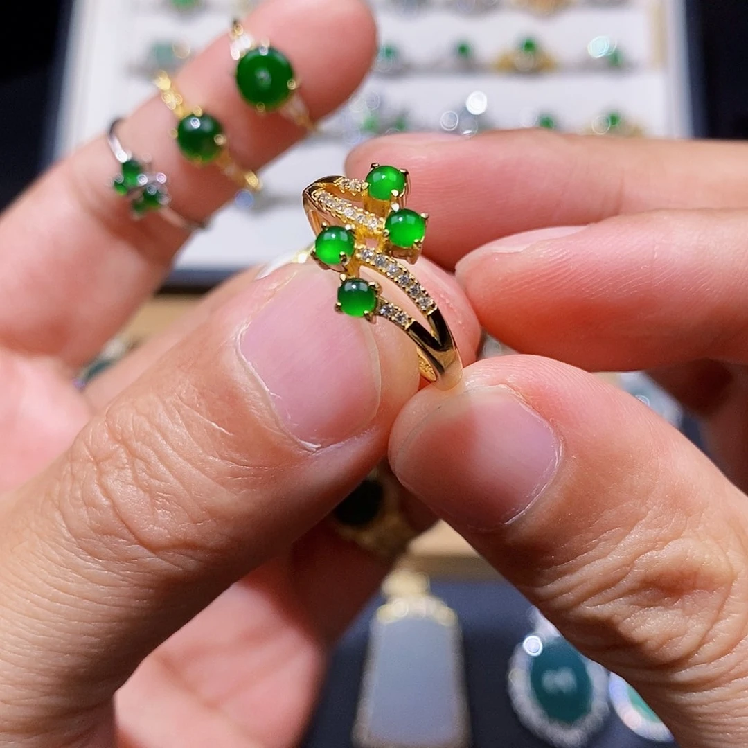 银S925镶嵌戒指翡翠戒指