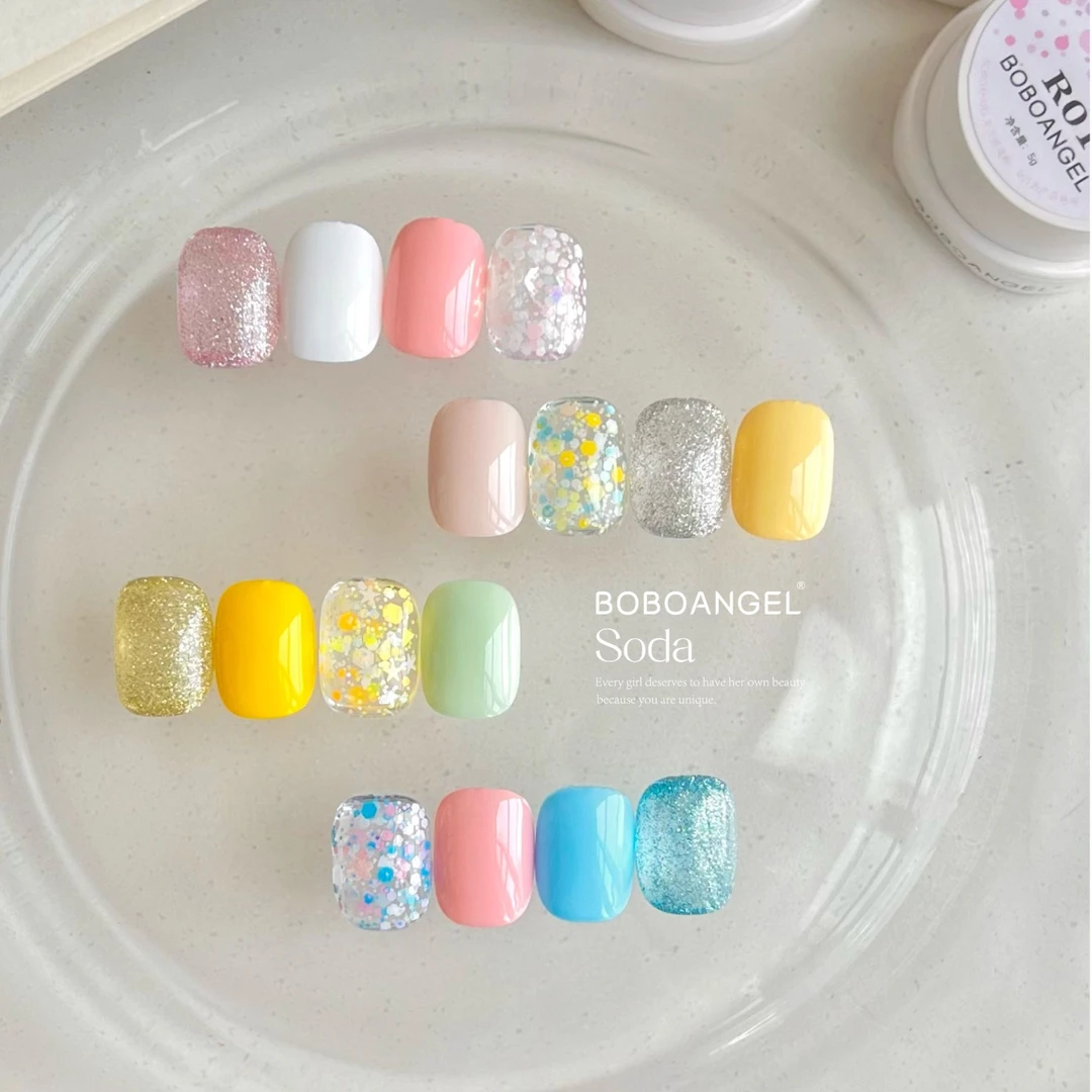 BOBOANGEL【全套⑨⑥米包邮】soda亮片胶夏日清新糖果风亮片罐装5g