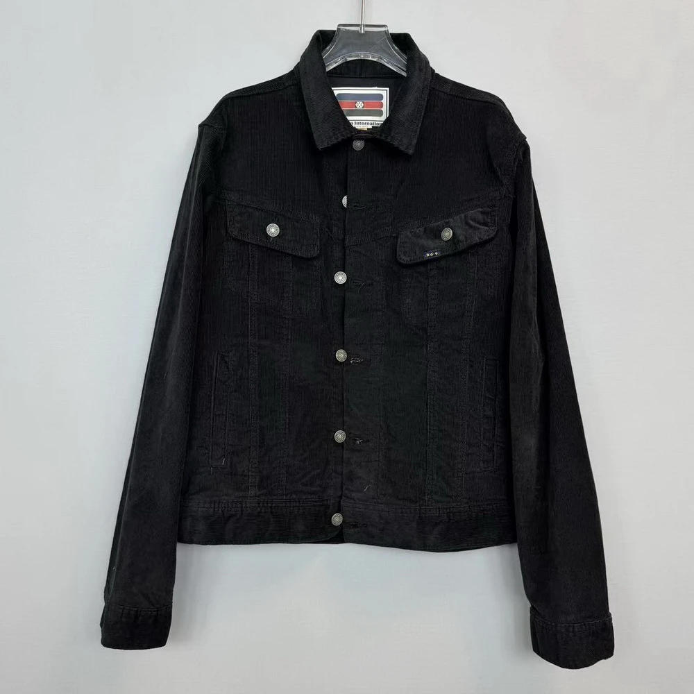 纯色长袖纽扣夹克外套4214