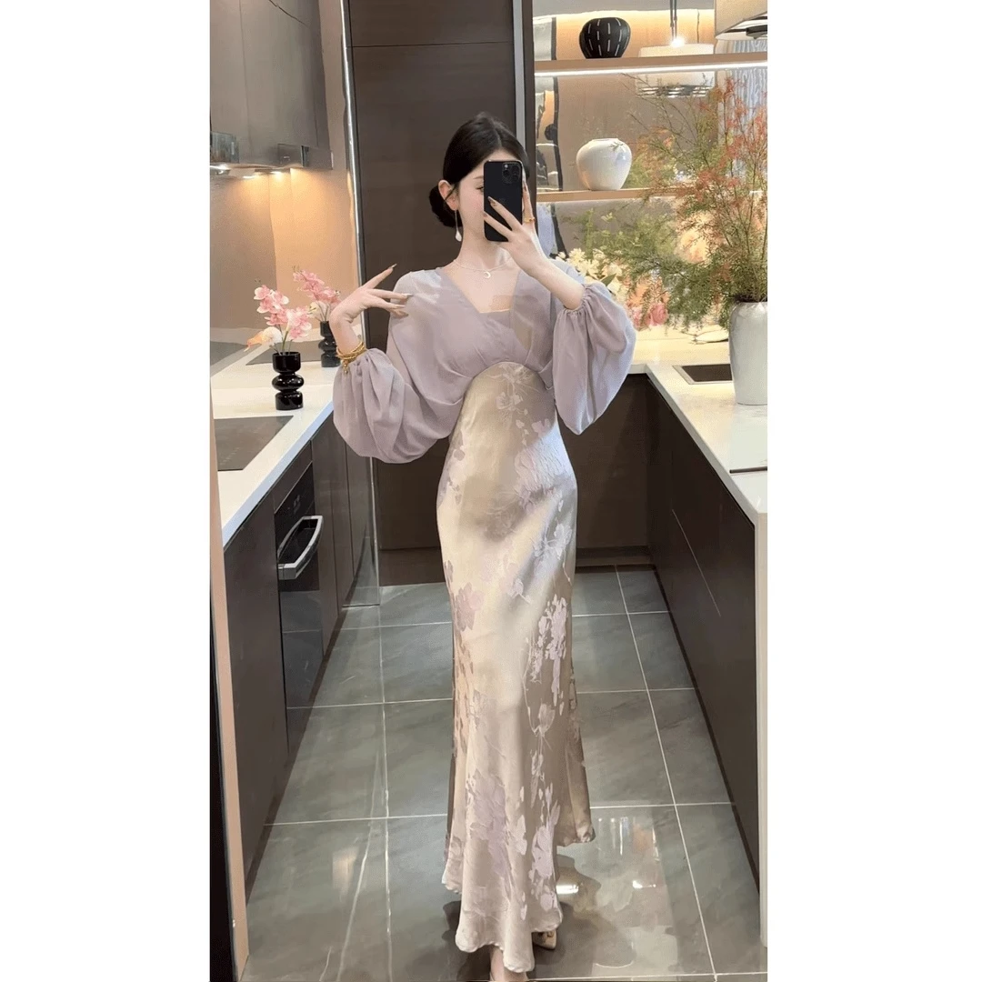 新中式改良紫色连衣裙女夏季绝美新款旗袍今年流行漂亮裙子潮811