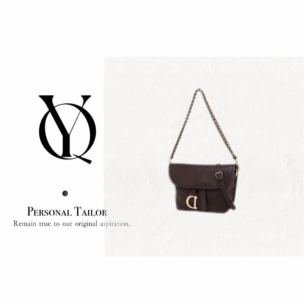 YUQIAO/【马鞍包】25cm牛皮腋下包咖色YQ177